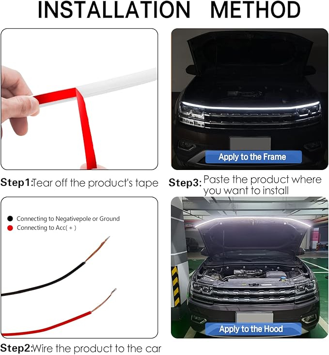 79 Inches Car Hood Light Strip,Dynamic Car LED Strip Light,Exterior Flexible Headlight Waterproof Daytime Running Light Strip for Cars,Trucks,SUVs(White Light)