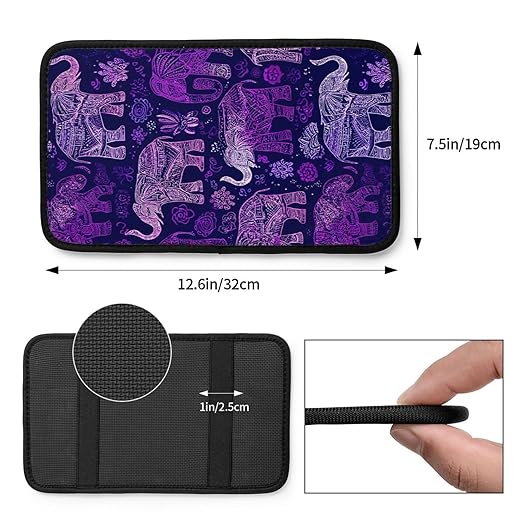 Purple Elephant Car Auto Armrest Cushion Cover Accessories Center Console Seat Box Pad Protector Universal Decoration for Most Vehicle SUV Truck