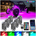 6Pods Full Angle RGB LED Rock Lights Full Kit for UTV ATV RZR SXS Can-Am Four Wheeler Quad Side by Side Offroad Golf Cart with APP/RF Remote,Waterproof Multicolor Underglow Light 180Chip Dual Zone 12V