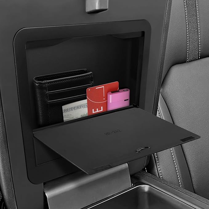 YOJOJOCO Center Console Hidden Box Organizer Compatible with Honda 2023-2025 2026 Pilot ＆ 2024-2026 Ridgeline ＆ 2024-2026 Passport Accessories Black ABS Plastic Material Secret Compartment