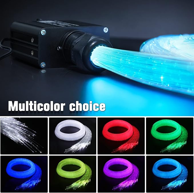 16W Twinkle Starlight Headliner Kit, 570pcs of (0.03+0.04+0.06in)*9.8ft Fiber Optic Strands Bluetooth APP/Remote/Music Control, RGBW Star Ceiling Light Kit+Adapter+Car Use Plug for Car