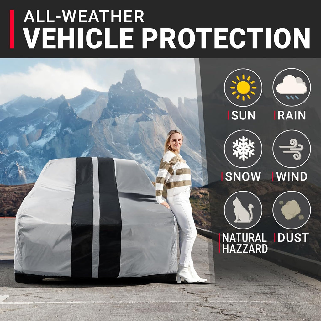 iCarCover Custom Car Cover for Chevy Business Coupe (1936-1938) Waterproof All Weather Rain Snow UV Sun Protector Full Exterior Indoor Outdoor Car Cover (Stripe - Gray/Black)
