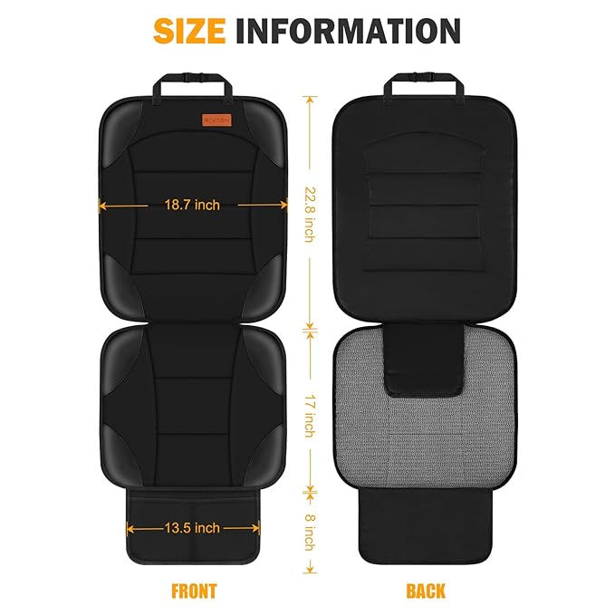 Siivton Car Seat Protector for Child Car Seat,Waterproof Car Seat Cover for Leather and Fabric Seats, 2 Mesh Pockets, Non-Slip Bottom,Thick Padding Cushion