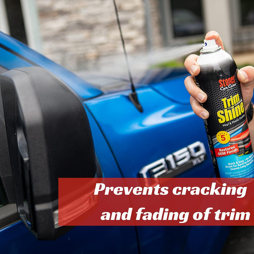 Stoner Car Care 91034 Trim Shine – Vinyl and Plastic Protectant Coating for Interior & Exterior Car Detailing – Restores OEM Color, Adds Shine, UV & Water Protection – Non-Greasy, Fast-Drying – 12 Oz