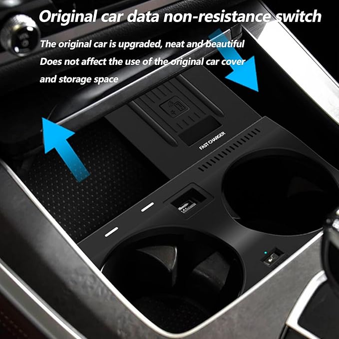 Wireless Car Charger Compatible with BMW X5 X6 X5M X6M X7 2020-2023 F85/F86 Center Console Accessory Panel, 15W Qi Fast Charging with USB QC3.0 Ports