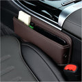 Ziciner Car Seat Gap Organizer, Premium Leather Auto Seat Storage Box, Vehicle Adjustable Front Seat Gap Filler, Car Seat Side Pocket Organizer for Phones, Glasses, Keys, Money, Cards (Coffee)
