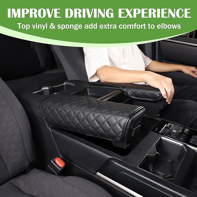 Center Console Armrest Cover Protector Pad Compatible with Toyota Tundra Sequoia 2022-2025 Leather Car Console Armrest Seat Cushion Waterproof Armrest Cushion Lid Interior Accessories (Style A)