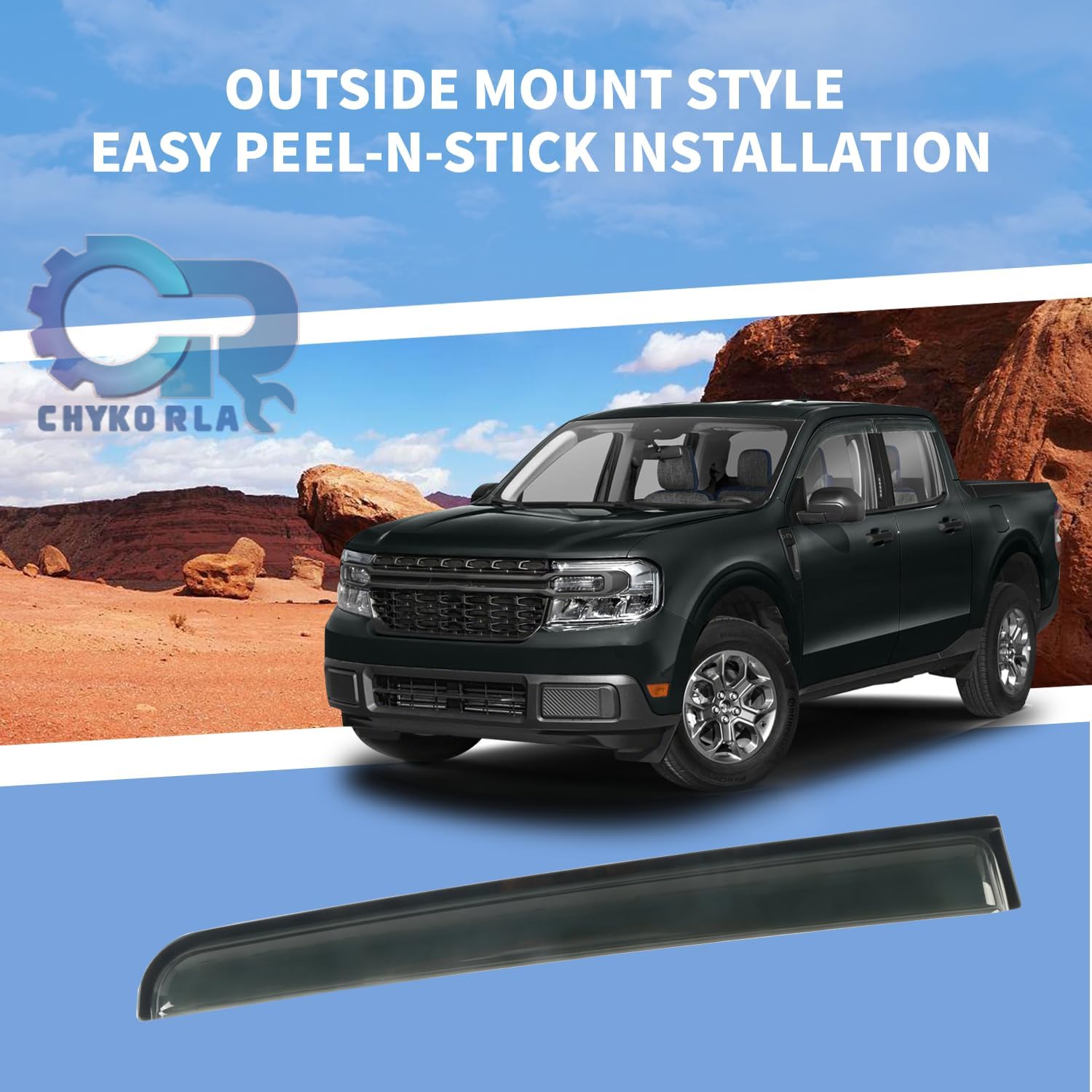 4PCS Window Rain Guards Fit for 2022 2023 2024 2025 Ford Maverick XL XLT Lariat, Smoke Tinted Side Window Visors Wind Deflectors, Outside Mount Side Vent Shades Shields