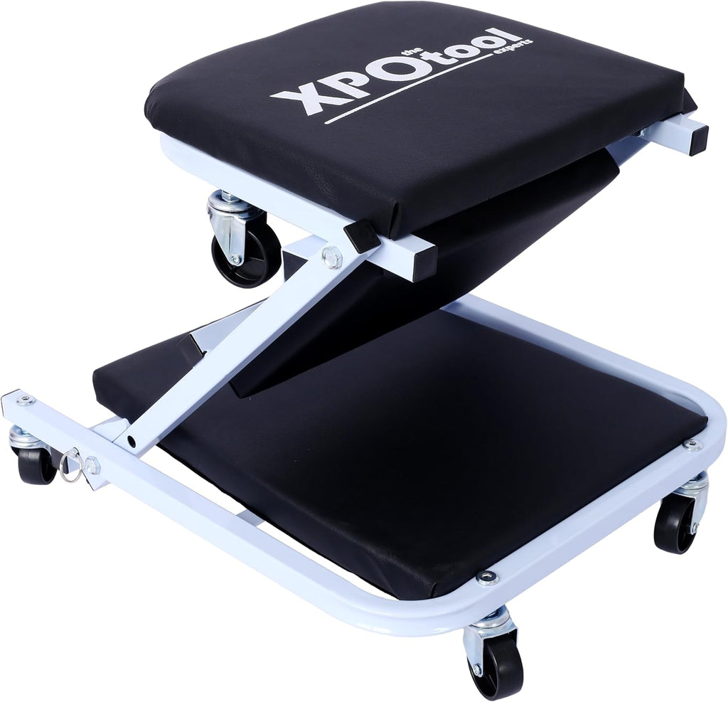 Mechanic Creeper and Stool, 36" Z Creeper Seat, 2-in-1 Garage Tool, 300 lbs Capacity, Low Profile with 6 Wheels (White)