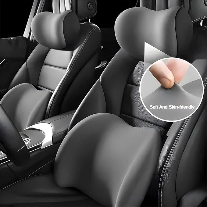 Car Back Support Neck Pillow for Subaru Crosstrek 2012-2025, Comfortable Soft Car Seat Headrest Neck Rest Cushion Lumbar Support Pillow with Adjustable Strap, Gray