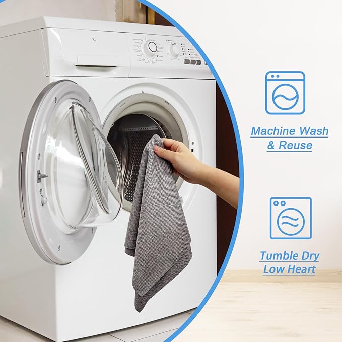 Niurewan 75 Pack Microfiber Cleaning Cloth Roll,Reusable Tear Away Microfiber Towels,Washable Ultra Absorbent Rags Drying Dishcloths for Car,Home,Garage or Shop(Grey)