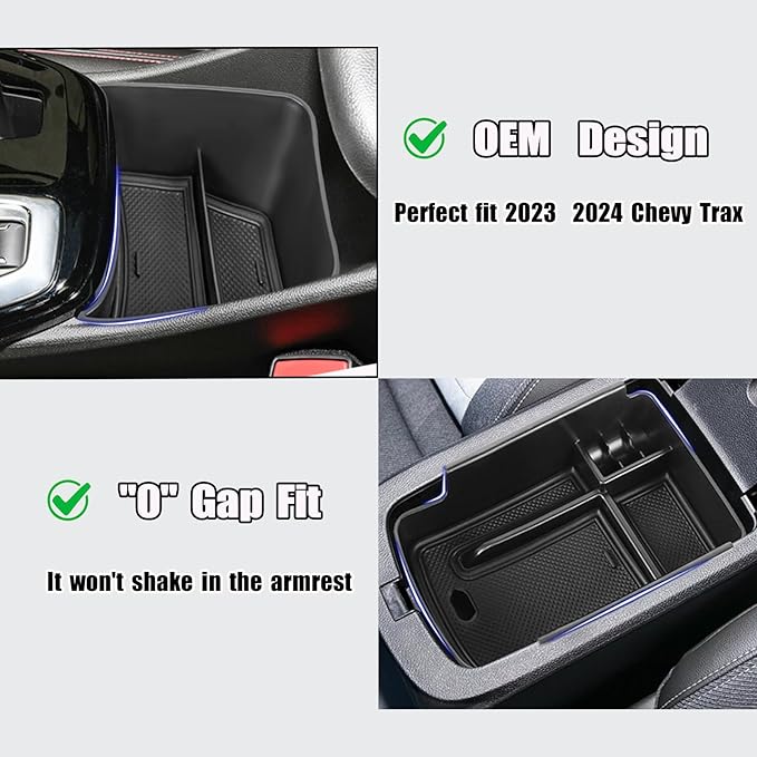 Center Console Organizer Compatible with 2024 2025 2026 Chevy Trax Armrest Storage Box and Center Console Middle Storage Tray Insert Secondary Interior Accessories
