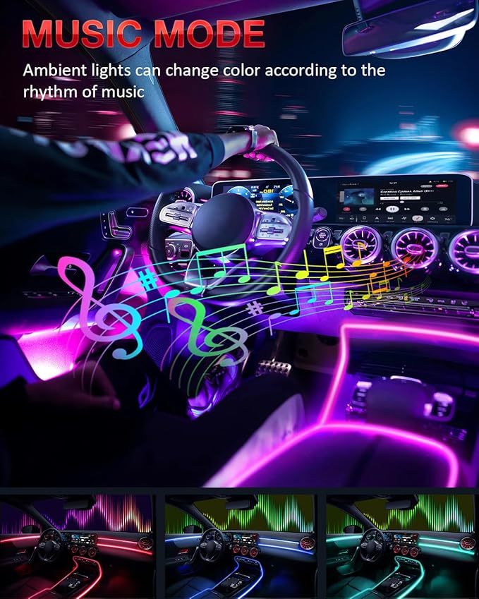 Qoope Interior Car LED Strip Lights 12V RGB LED Ambient Lighting, USB Fiber Optic Lights 5M 16 FT Interior Car Lights with for Decorative Accessories