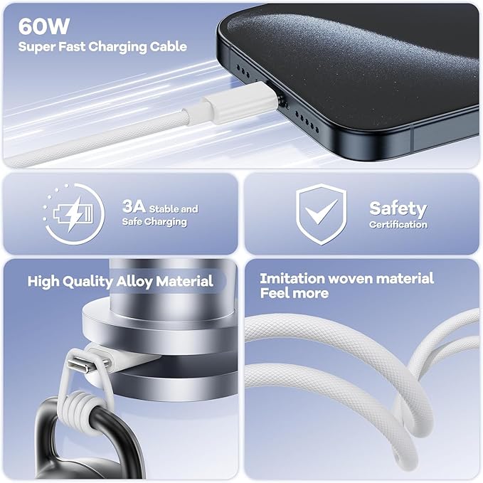 iPhone 17 16 15 Charger Fast Charging, 20W Type C Charger USB C Charger Block iPhone 17 16 Charger with 2Pack USB C to USB-C Cable for iPhone 17/17 Pro/17 ProMax/16 Plus/16/15 ProMax/iPad Pro/AirPods