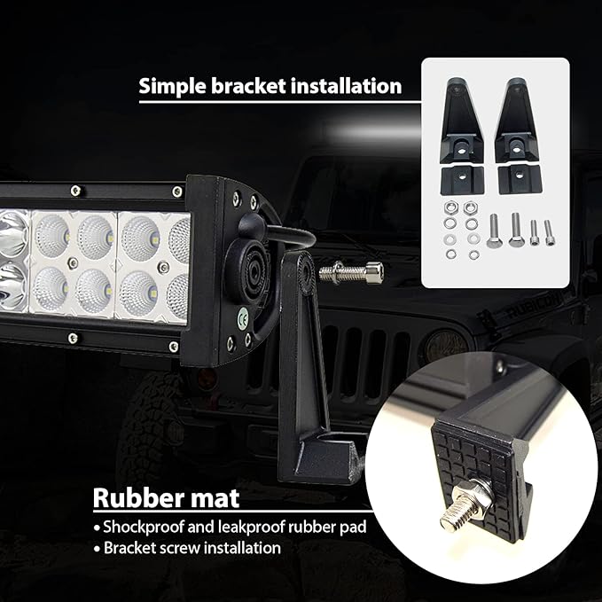AUXTINGS 32 inch 180W Curved Double Row LED Light Bar Work Light Spot Flood Beam with Wiring Harness kit Switch for Trucks Tractor 4X4 Jeep Boat Off Road Auto Fog Driving Lamp 12V 24V Waterproof IP67