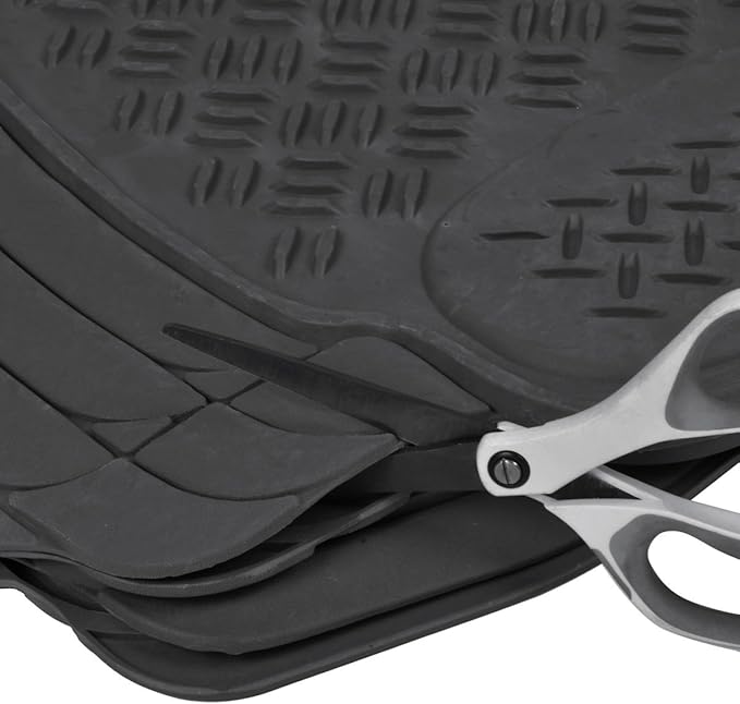BDK Heavy Duty Diamond Complementary Rubber Rear Floor Mats Liners, All Weather Protection, Designed for Trucks Cars Sedan SUV