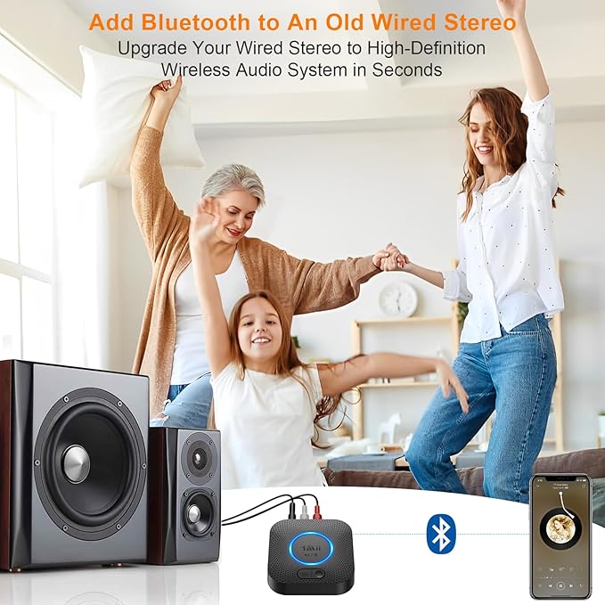 1Mii B06+ Bluetooth Receiver, Hi-Fi Wireless Audio Adapter, Bluetooth 5.3 Receiver with 3D Surround aptX HD aptX Low Latency for Home Music Streaming Stereo System