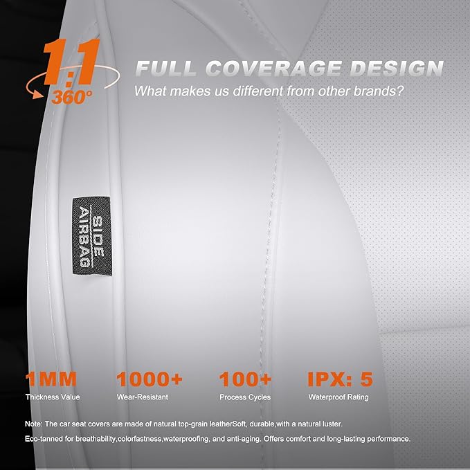 AOMSAZTO Car Seat Cover for Tesla Model 3 2024 2025 (Not for Performance) - Full Set Customized White Seat Covers (with Armrest Cover)