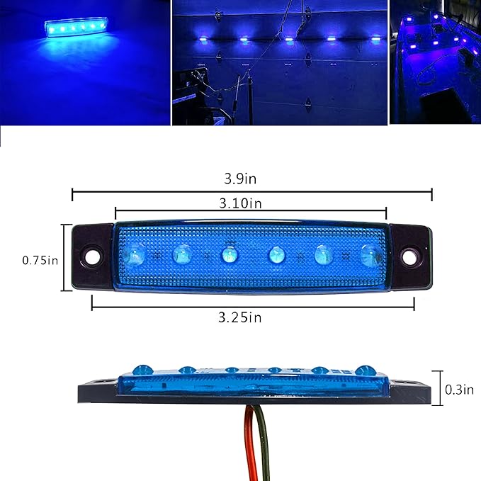 10 Pcs Blue LED Rock Strip Lights,Wheel Well Underglow Lighting Kits,Car Rock Lights Exterior Side Marker Lights for Wrangler Truck Golf Cart RV RV SUV Offroad