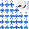 LOVIMAG Magnetic Hooks for Cruise Cabins, 110lbs Blue Magnetic Hooks for Classroom, Strong Magnets with Hooks for Hanging, Neodymium Magnet Hooks for Fridge, Ceiling, Locker, Camper, Travel-25 Pcs