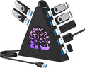 7-Port USB 3.0 Hub, Vertical USB Hub Splitter with RGB Lighting, 5Gbps High-Speed Data Transfer and 2FT Extension Cable, Compatible with Laptop, PC, Desktop, MacBook, PS5, Xbox, Flash Drive