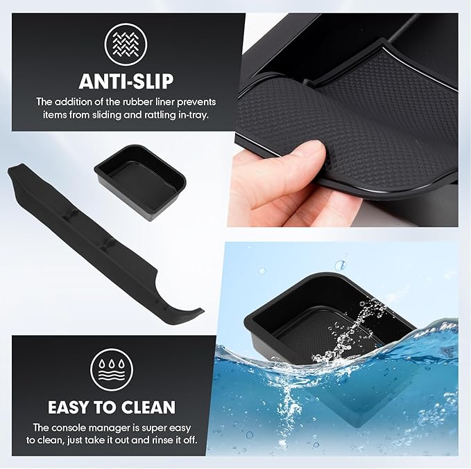 Autorder 2PCS Center Console Organizer for 2024-2026 Toyota Land Cruiser Prado 250 LC250 Accessories Armrest Storage Box Silicone Dash Organizer Center Console Insert Tray with Anti-Slip Mat