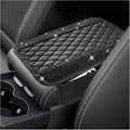 Sun Walker Bling Car Center Console Cover, Anti-Scratch Car Armrest Seat Box Cushion Pad with 2 Storage Bags, Leather Middle Console Protector Crystal Interior Accessories for Most Cars (Black)