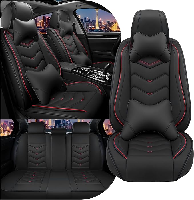 CTDS Car Seat Covers for Honda Civic 2000-2026, Stylish Sport Seat Cover, Premium Nappa Leather Car Seat Cover. Automobile Seat Covers Sets.(Luxury 5 Seats/Black)