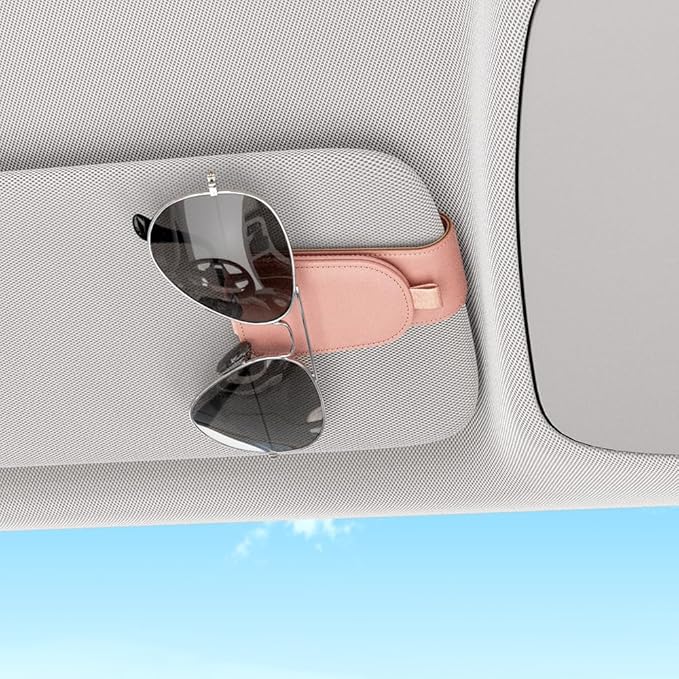 Sotfamily Sunglass Holder for Car Visor, Suede Cloth Magnetic Sunglass Organizer for Car Accessories, 2 Packs, Pink