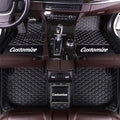 Custom Car Floor Mat Compatible with 97% Car Models Luxury Leather All Weather Waterproof Anti-Skid Full Coverage Car Mats (Black Beige)