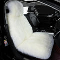 OGLAND Fluffy Sheepskin Car Seat Cover-Fuzzy Fur Auto Cushion for Universal Automotive Protector (Ivory White, 1 Pcs Front Seat Cover)