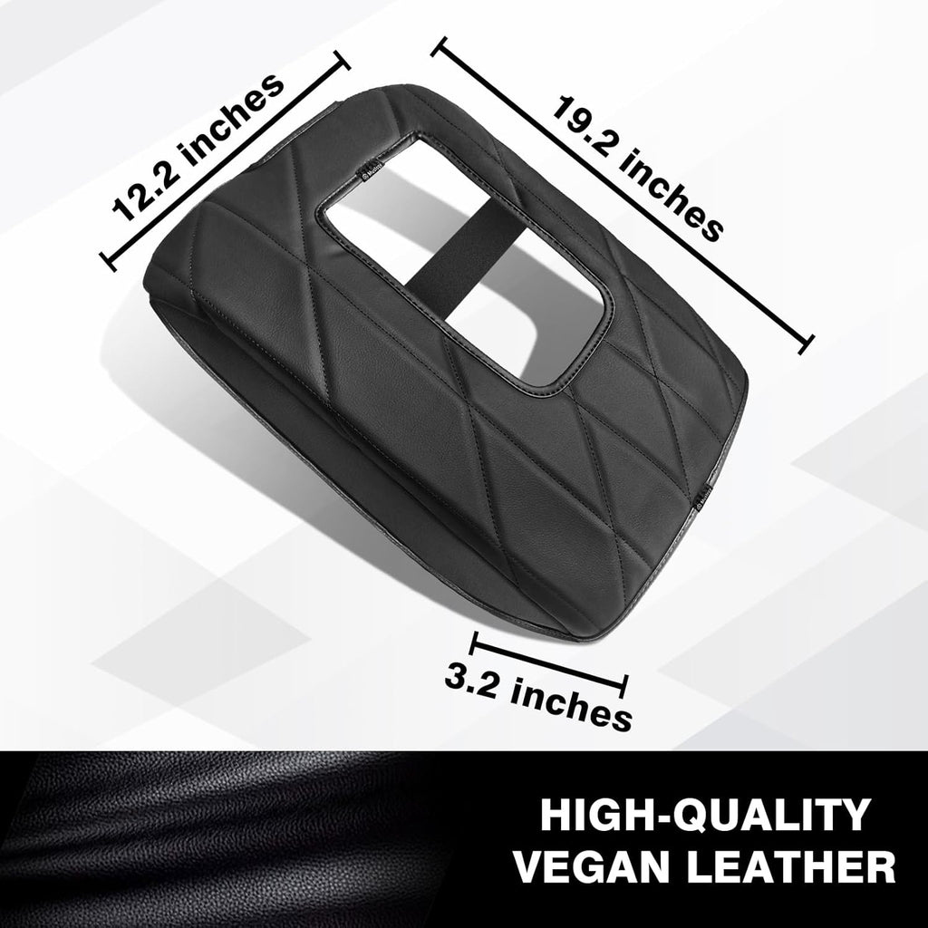 Muslogy Center Console Armrest Cover Compatible with Toyota Tundra 2014-2021 Comfort Armrest Pad Arm Rest Cushion Vegan Leather Protector Regular Thick(Bucket Seat ONLY)
