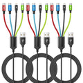 Car Accessories Multi Charging Cable [3Pack 5FT], Travel Essentials 4 in 1 Charging Cords, USB Cable Phone Charger with IP/Type C/Type C/Micro, Compatible with Most Phones/Tablets and More