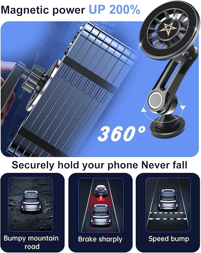 for Mag-Safe Car Mount - 360° Rotation Strong Magnetic Phone Holder for Car Dashboard, for iPhone 16 15 14 13 12 Plus Pro Max and Mag-Safe Phone Case Bracket Car Accessories