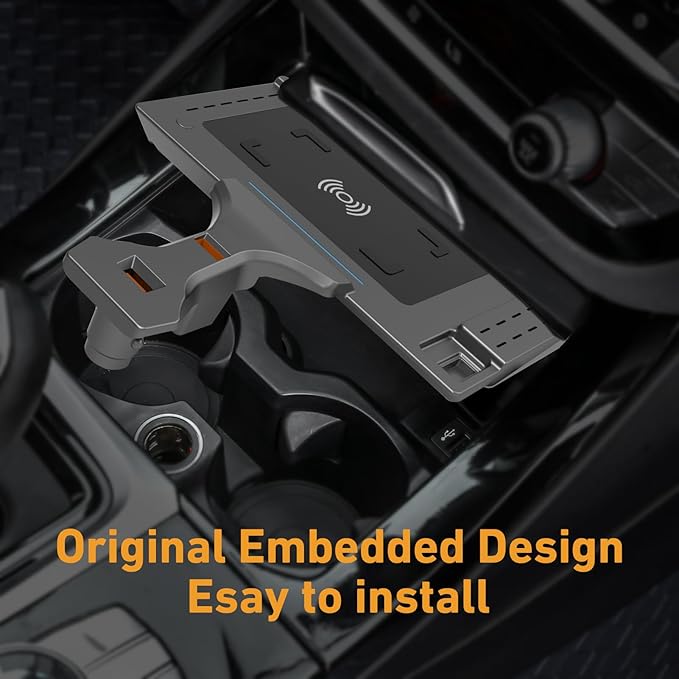 BMW X3/X4 Wireless Charge Custom-Compatible with BMW X3 2018-2024 and BMW X4 2019-2025, 15W Wireless Charger Pad Mat for BMW X3/X4, with QC 3.0 USB Fast Charging Port