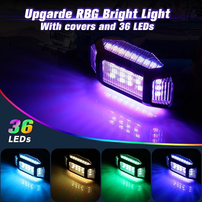 16 Pods RGB Rock Lights for Trucks - 5-Sided LED Underglow Lights with App & RF Remote Control, IP67 Waterproof Music Sync Neon Exterior Lighting Kit, No-Drill Universal Fit for SUV, ATV, Off-Road