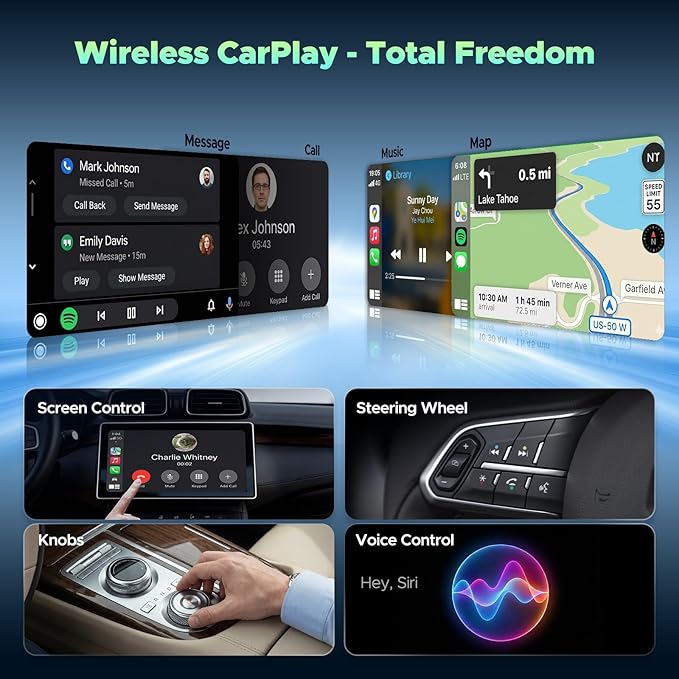 LAMTTO 3-in-1 Wireless Carplay Android Auto Adapter Built-in Net-Flix YouTube Tiktok Apps Magic Box Video Player with 5.8GHz WiFi USB Drive Convert Wired to Wireless for OEM CarPlay Cars (2016-2024)