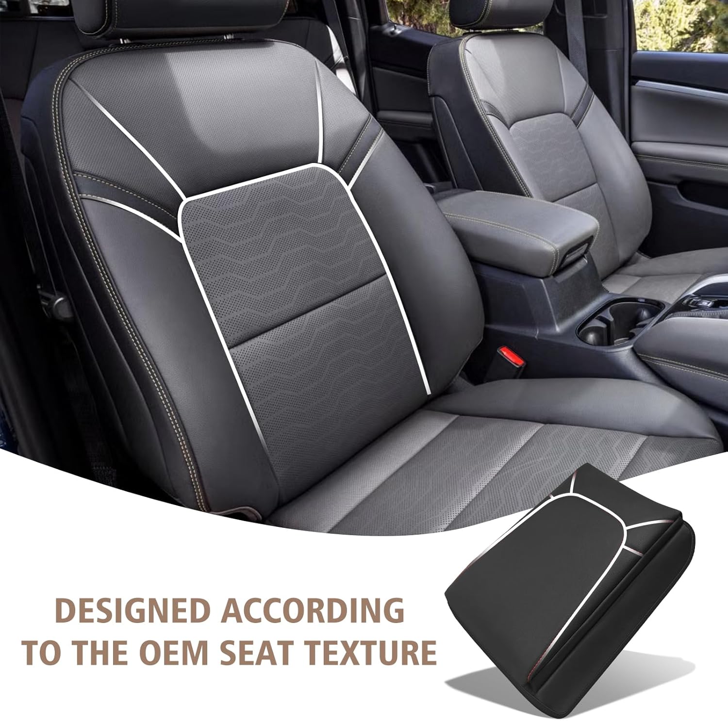 Muslogy Center Console Armrest Cover Compatible with Chevrolet Colorado/GMC Canyon 2023-2025 Accessories Arm Rest Cushion Anti-Scratch Middle Console Lid Protector 1-Inch Extra Thick(Red Stitching)