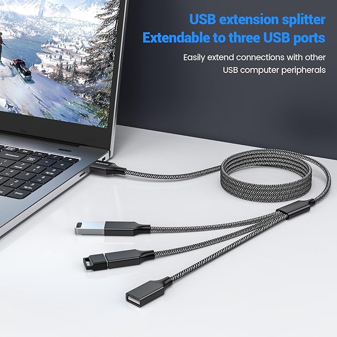 MOGOOD USB 2.0 Multiport Adapter & Splitter - 2M USB Extension Cord for Charging, Data Transmission, Hard Drive, MacBook, Laptop