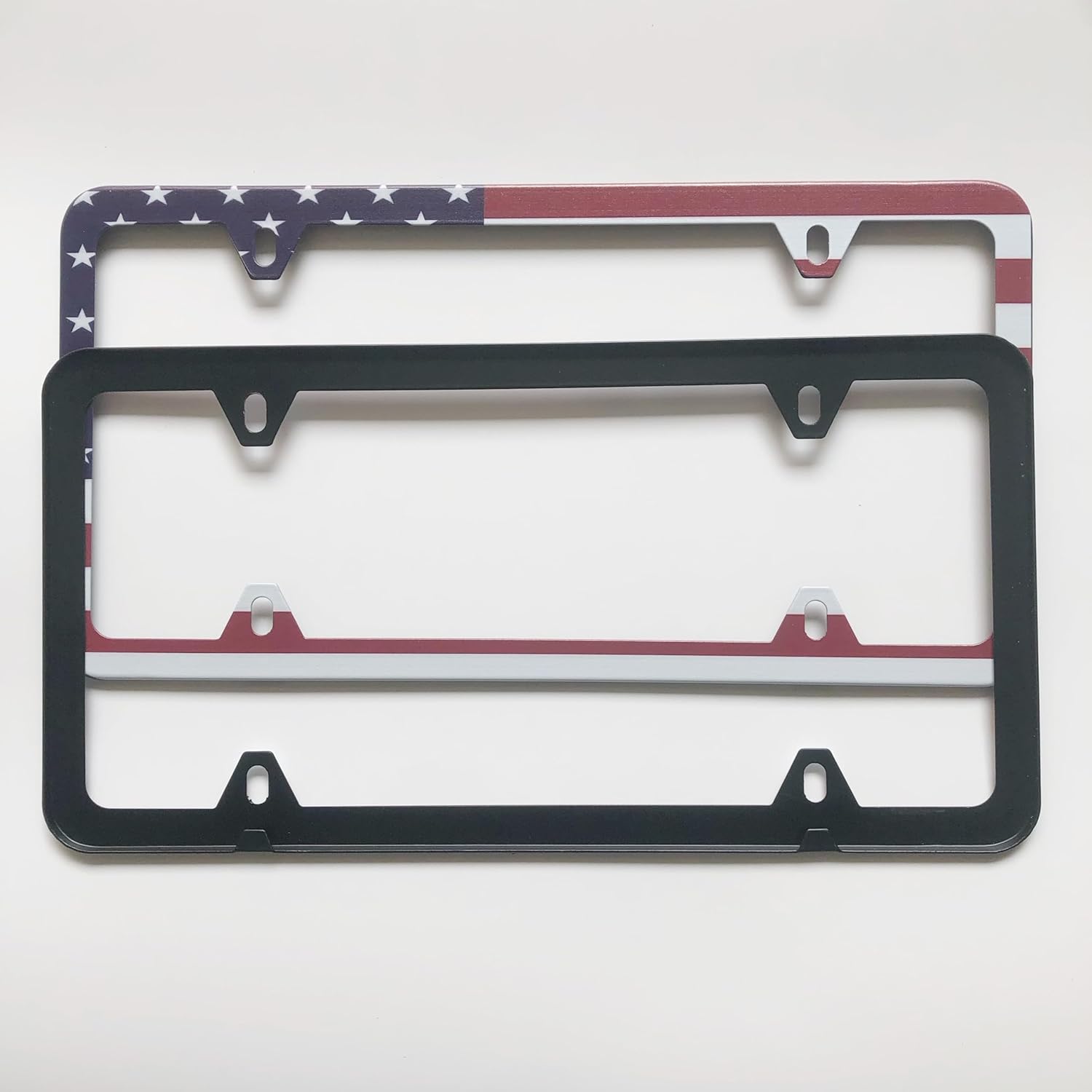 License Plate Frames,2 Packs Front Rear Car Tags,Aluminum Alloy License Plate Cover,No Rust,Water Proof,Wear Resistant,Car Accessories (Colorful USA Flag)