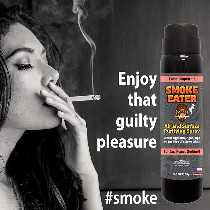 Smoke Eater Odor Eliminator Aerosol Spray, Sandalwood Vanilla, 3.5 oz — Tea Tree Oil Breaks Down Smoke at the Molecular Level
