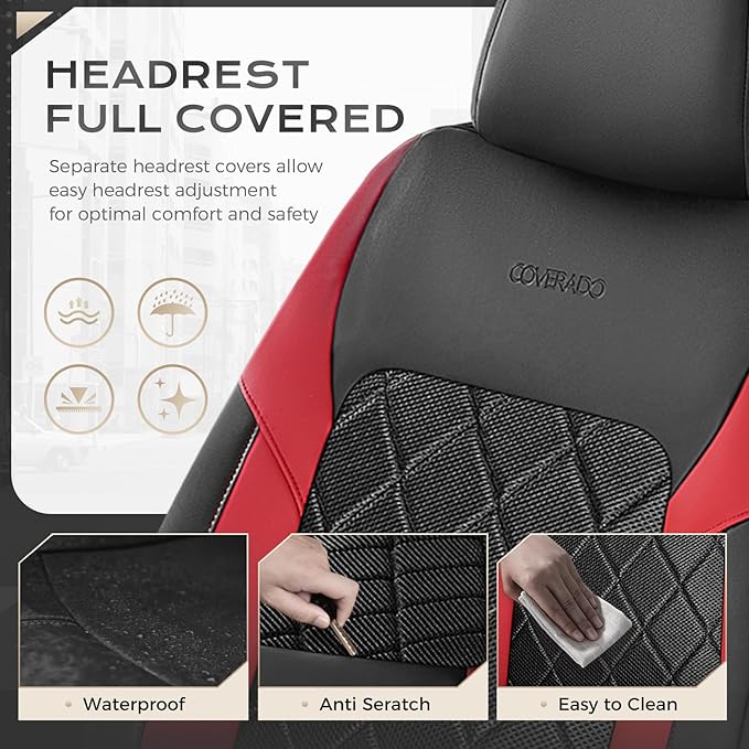 Coverado Car Seat Covers, Seat Covers Full Set, 5 Seats Automotive Seat Cover, Mesh Breathable Seat Protectors, Universal Fit for Most Cars