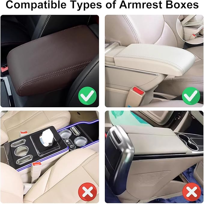 NBTEPEM Bling Crown Car Center Console Armrest Cover, Leather Middle Console Cover Cushion with 2 Storage Bags, Car Armrest Storage Box Interior Accessories for Most Vehicles(Purple)