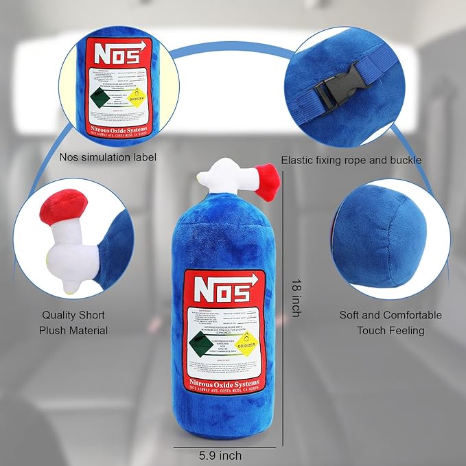 Car Lumbar Pillow NOS Pillow Bottle Car Headrest Pillow Soft Plush Neck Support Cushion for Driving, Office,Home,Party Decorations(18 inch)