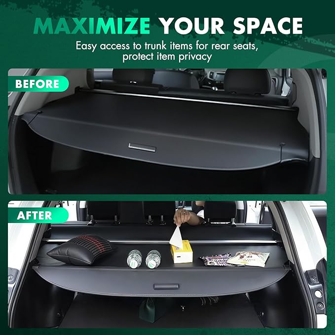 Cargo Cover for 2018-2019 Fit for Chevrolet Traverse 2.0L 2018-2023 Fit for Chevrolet Traverse 3.6L Retractable Rear Trunk Cargo Shade Luggage Security Cover Shielding Waterproof