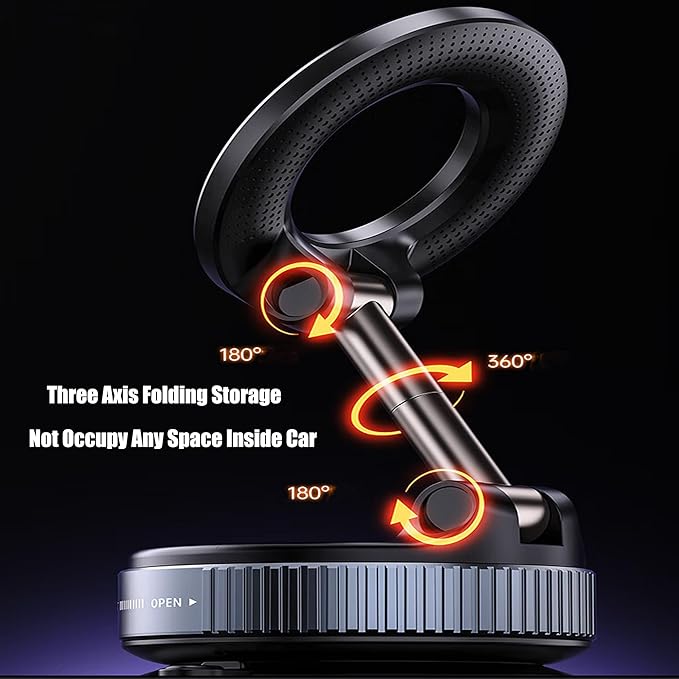 Car Phone Holder for Magsafe 360° Adjustable Car Phone Mount [78+LBS Strongest Suction & 2400gf Magnetic] Phone Holders for All Car for iPhone 17 Pro Max 16 15 14 13 12 Air Plus (Black)