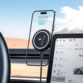 Fast Charging Wireless Car Charger Mount, Magnetic Foldable Car Phone Holder for Tesla Model 3/Y Designed for MagSafe Compatible with iPhone 12/13/14 Series
