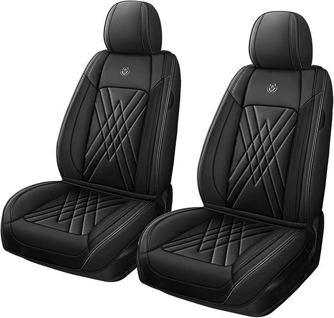 Car Seat Covers Compatible with Toyota Camry 2012-2026 Durable Waterproof Automotive Seat Covers Stretchable Fabric Material, Airbag Compatibility, Premium Nappa Leather(Black, 2 Pcs Front)
