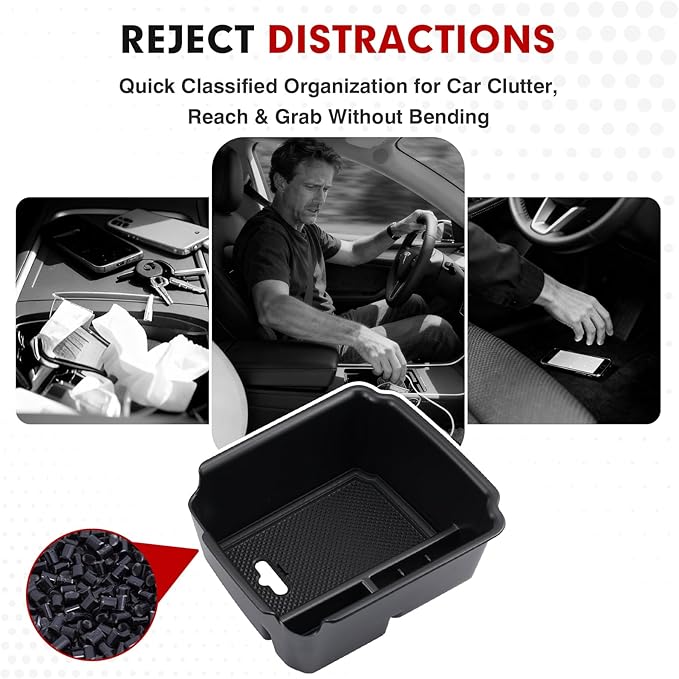 Autorder Center Console Organizer for 2022-2026 Volkswagen Taos/ 2018-2024 VW Tiguan,Taos/Tiguan Interior Accessories Armrest Storage Box Secondary Insert Tray with Non-Slip Silicone Mats