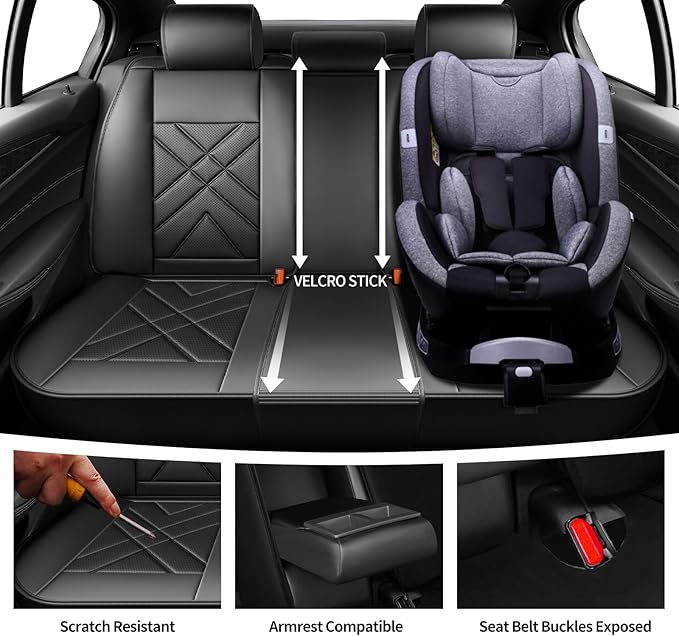 CX-50 Car Seat Covers Fit for Mazda CX-50 2023-2026, Full Coverage Premium Leather Waterproof Breathable Seat Covers, Automotive Seat Protectors, Airbag Compatible(Full Set Seats, Black Beige)